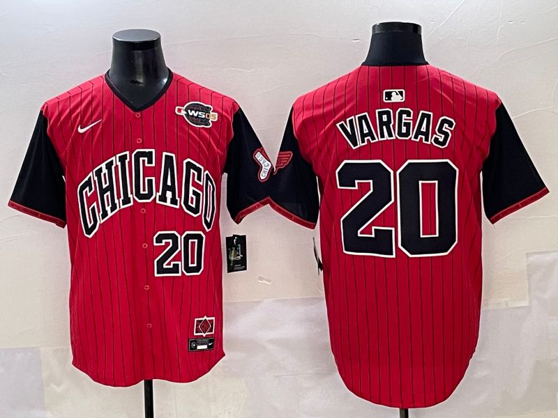 Men 2025 Chicago White Sox #20 Vargas Red Stripe Joint Name Nike MLB Jersey style 11